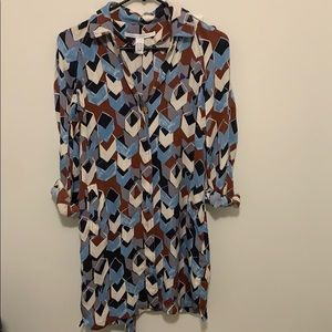 DVF Belted Long sleeve dress